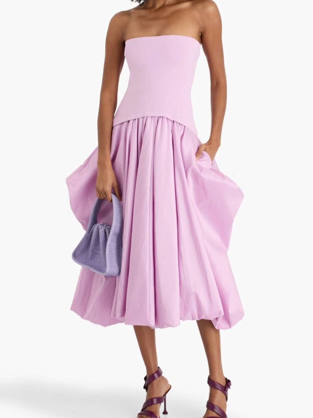 $845 NWT Simkhai Purple Lilac Strapless Tulip Izzy Dress size S